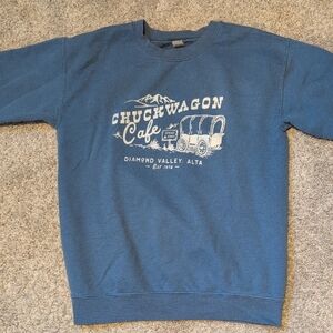 Chuckwagon Cafe Blue Sweater